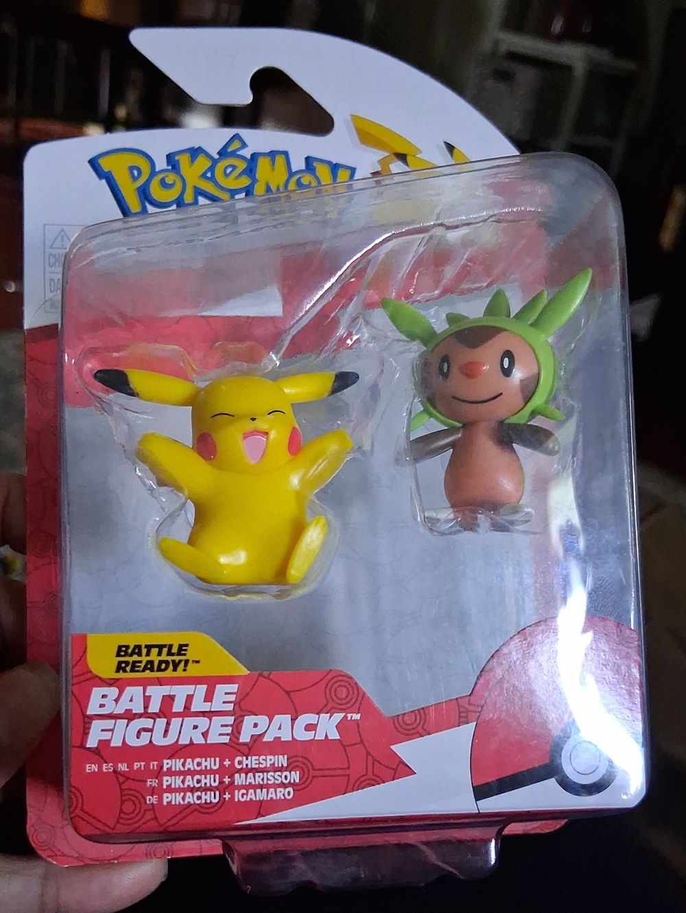 Pokemon Yellow Pikachu & Green Chespin Figure Duo